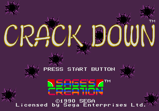 Crack Down title screen for Sega Genesis